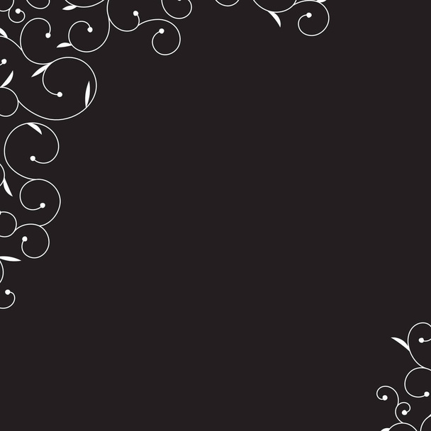 Διάνυσμα floral γωνία αφηρημένη λευκό στροβιλισμού σε μαύρο φόντο. Διάνυσμα διακοσμητικά σύνορα. Σελίδα διακόσμηση - Διάνυσμα, εικόνα