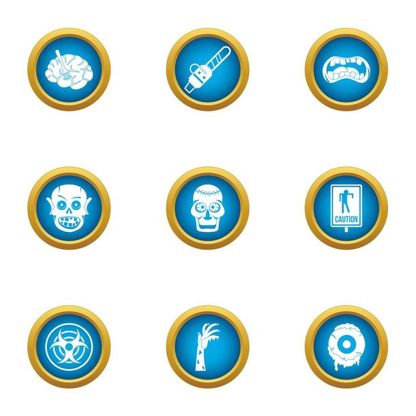 Zombie craving icons set, flat style - Διάνυσμα, εικόνα