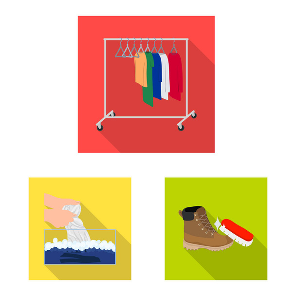 Vector illustration of laundry and clean symbol. Set of laundry and clothes vector icon for stock. - Вектор, зображення