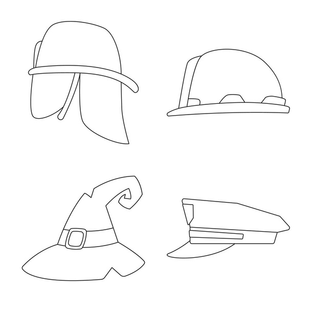 Vector illustration of headgear and cap symbol. Collection of headgear and accessory vector icon for stock. - Vecteur, image