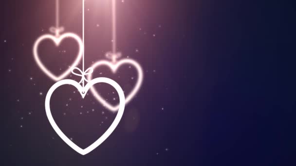 papel valentine corazones cayendo colgando en la cadena de fondo azul
 - Metraje, vídeo