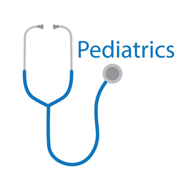 Pädiatrie Wort und Stethoskop Icon-Vektor Illustration - Vektor, Bild
