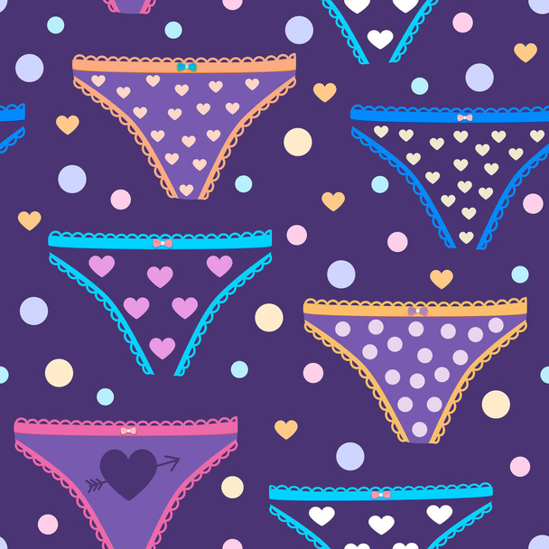 Patrón de lencería sexy con bragas de mujer para San Valentín, Día de la Mujer o cumpleaños. sin costuras
 - Vector, Imagen