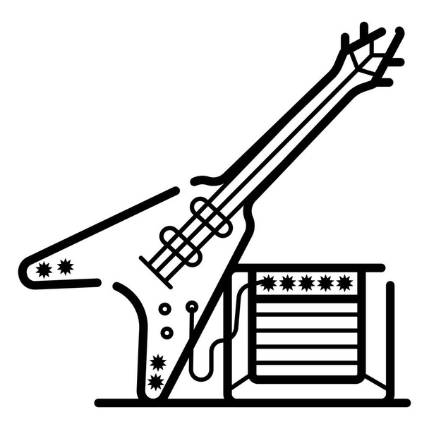 Elektrická kytara černé a bílé vektorové ikony - Vektor, obrázek