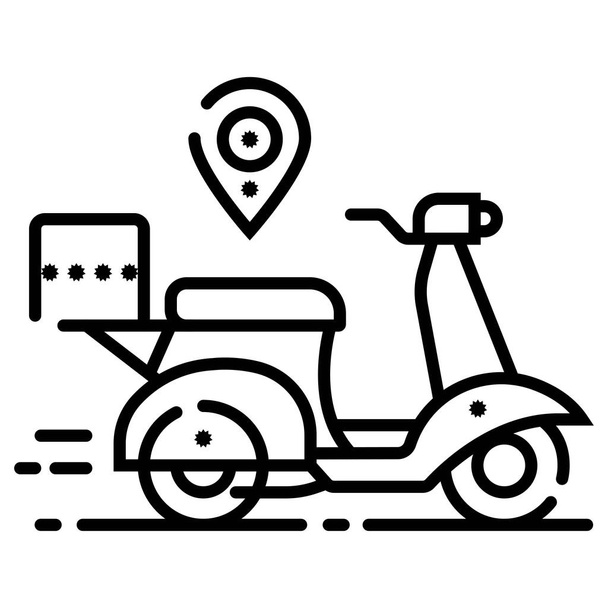 Szállító motorkerékpár fekete-fehér vektor ikon - Vektor, kép