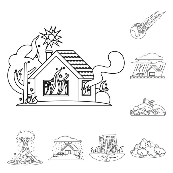 Isolated object of natural and disaster icon. Collection of natural and risk stock symbol for web. - Vector, Image