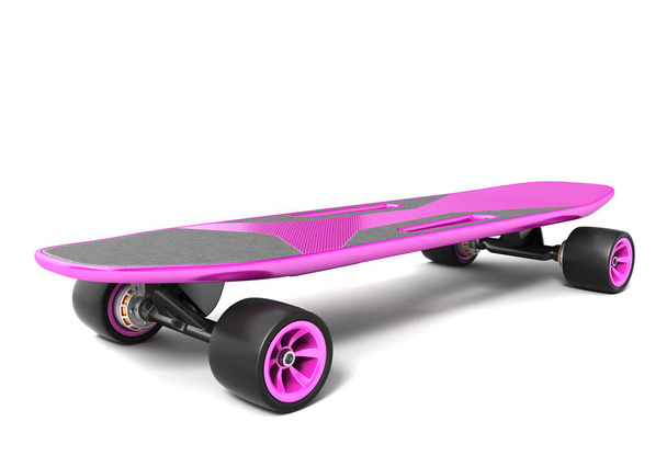 Elektrische skateboard op wit. 3D illustratie - Foto, afbeelding