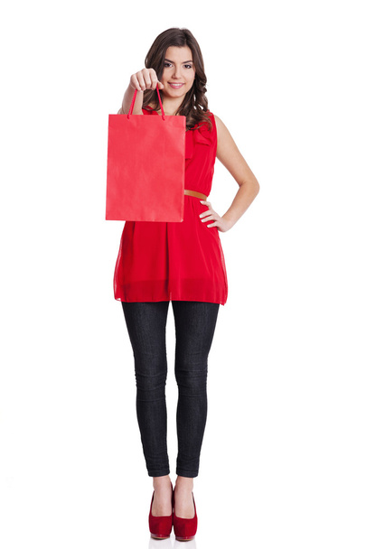 Женщина с красной сумкой
 - Фото, изображение