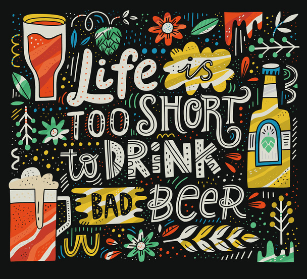 Beer Handrawn Illustration - Vektor, kép