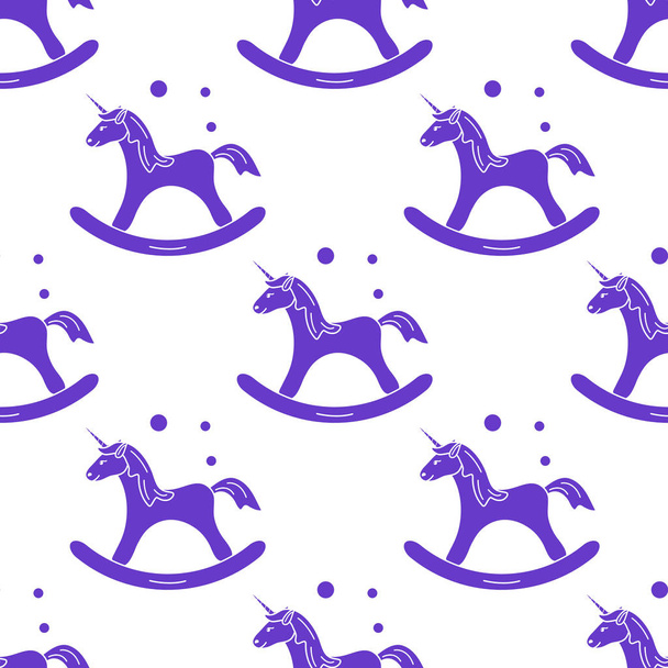 Pattern with rocking magic unicorn and bubbles. Design for children graphic, t-shirt, cover, gift card. - Vektor, kép