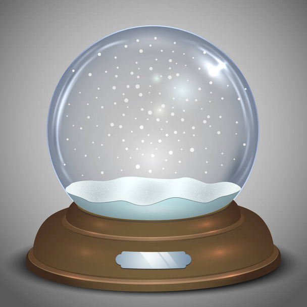 Empty Christmas snow globe with falling snowflakes vector template. - Διάνυσμα, εικόνα