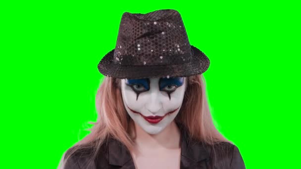 The girl clown looking at the camera. - Footage, Video