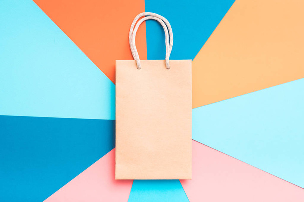 paper shopping bag multicolor background sale - Fotoğraf, Görsel