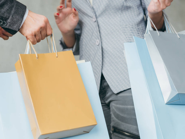 shopping addict bags hands consumerism store sale - Foto, afbeelding
