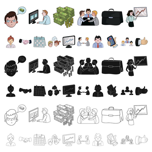 Business Conferentie en onderhandelingen cartoon pictogrammen in set collectie voor design. Business en vectorillustratie symbool voorraad web opleiding. - Vector, afbeelding