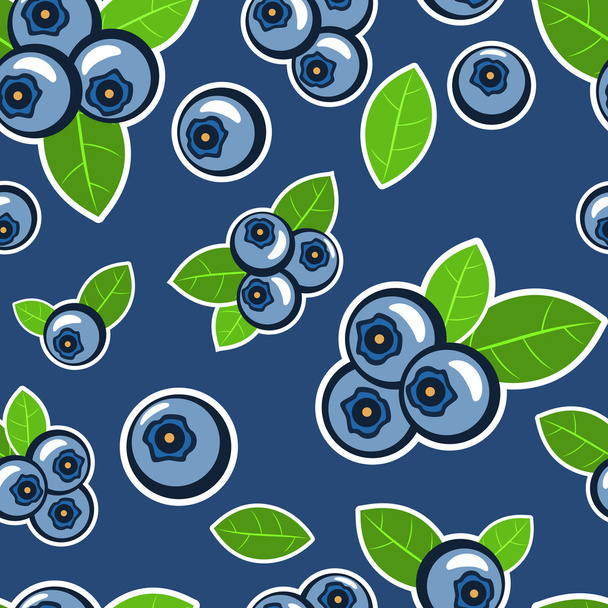 Vector background with blueberries with leaves - Vector, Image