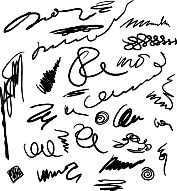 Unreadable and unrecognizable scribbles set - Vector, Image