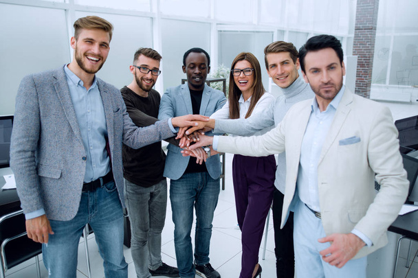 business team doing a bunch of hands at a meeting - Foto, imagen