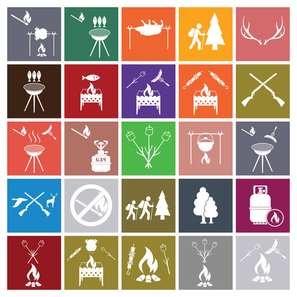 Conjunto de iconos de equipos de camping. Ilustración vectorial
 - Vector, imagen