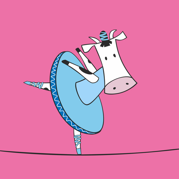 Иллюстрация коровьей балерины
 - Вектор,изображение