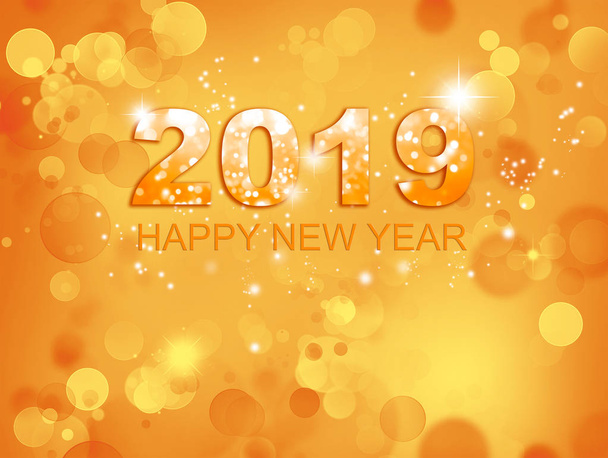 Happy New Year 2019 golden background - Photo, Image