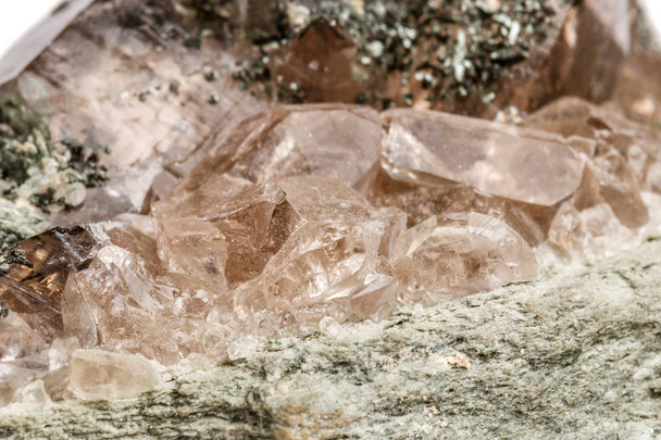 Macro mineral stone quartz chlorite Palygorskite rock on a white background close-up - Photo, Image