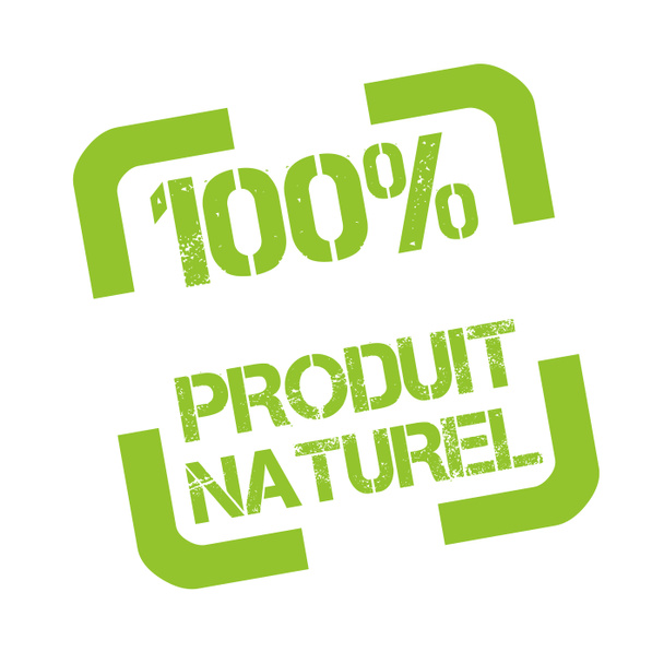 Sello de goma con texto Producto 100% natural en francés
 - Foto, imagen