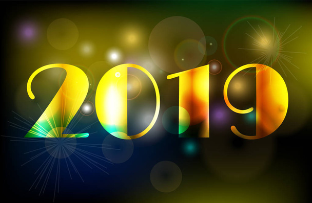 Happy New Year 2019 golden celebration background banner. Vector illustration. - Vector, Image