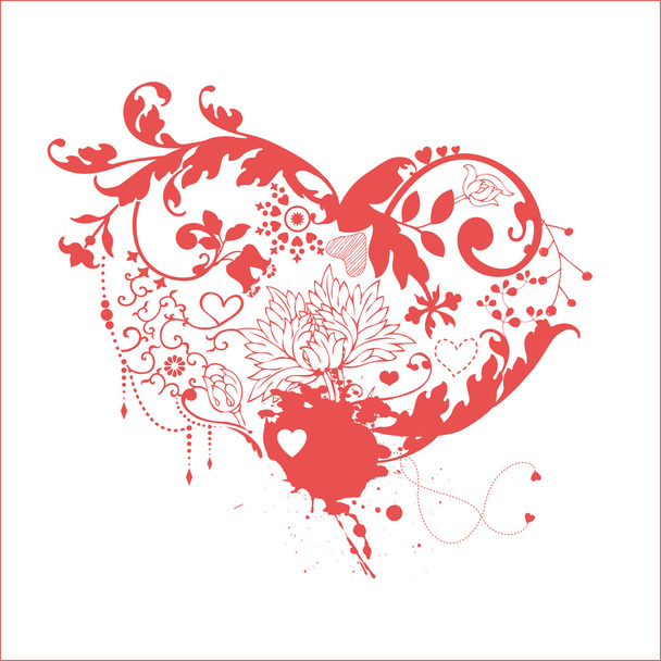 Floral heart - Vector, Image