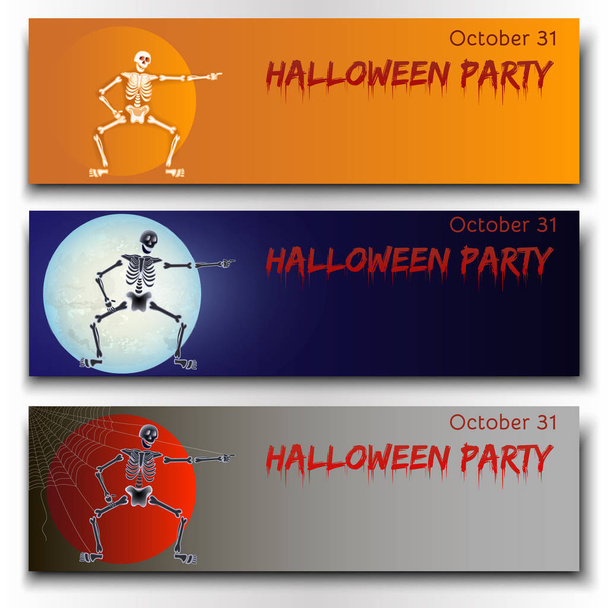 Набір горизонтальні вектор банерів для Halloween party. - Вектор, зображення
