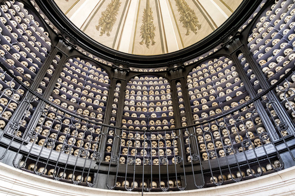 Rows of skulls in the ossuary of San Marino della Battaglia, Desenzano del Garda, Italy - Photo, Image