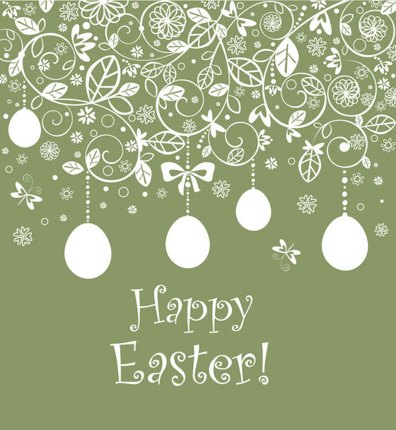Vintage easter card with hanging egg - Vector, afbeelding