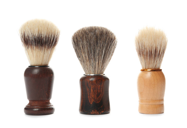 Shaving brushes for men on white background - Zdjęcie, obraz
