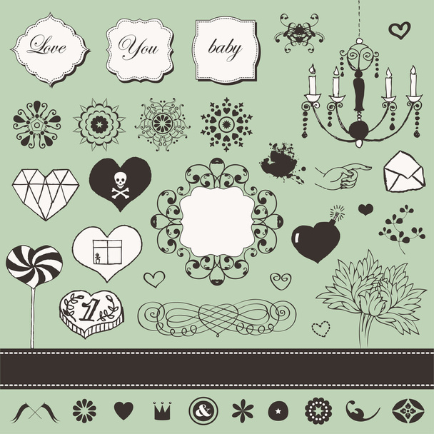 Lovely romantic set for your design - Vector, afbeelding