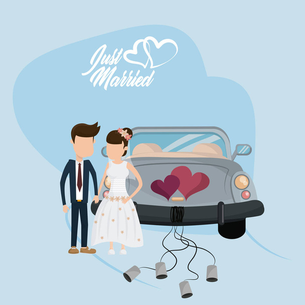 frisch verheiratete Hochzeitskarte - Vektor, Bild