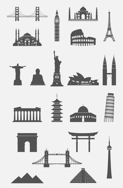 Conjunto de iconos de lugares de interés con estilo de línea delgada
 - Vector, Imagen