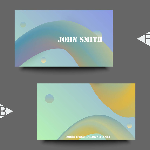 Colorful wave with grunge illustration. Business card template. Eps10 Vector illustration - Vector, Image