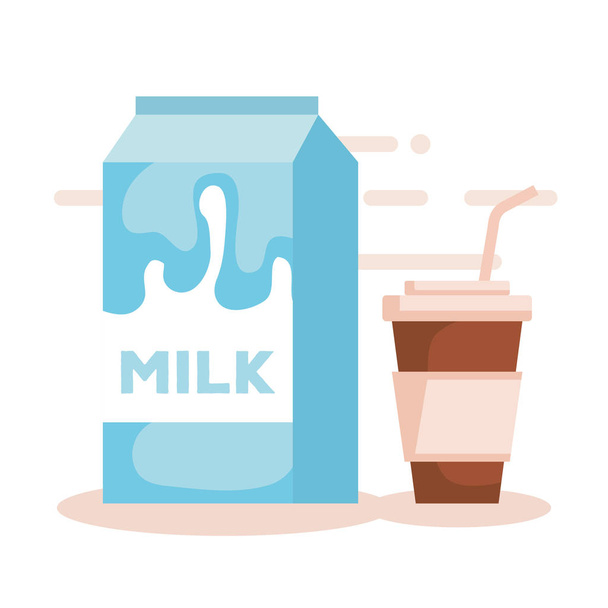 milk box with coffee drink - Vector, Image