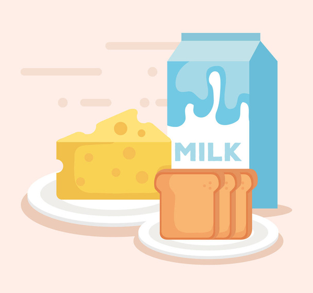 milk box with food products - Vector, Image