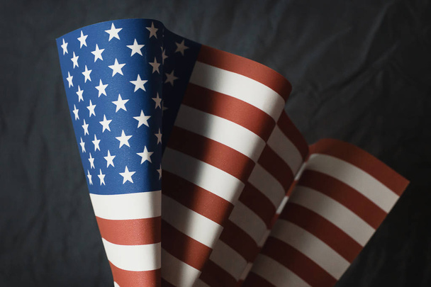 Veterans Day  concept united states of America flag on black background - Photo, Image