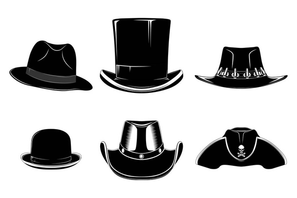 Set of vector images of a hat. - Wektor, obraz