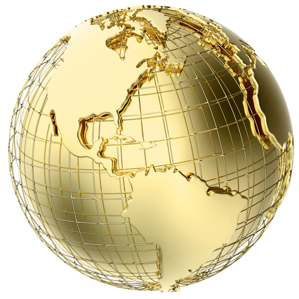 Terre en or Métal isolé sur blanc
 - Photo, image