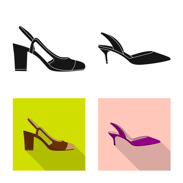 Vector illustration of footwear and woman symbol. Collection of footwear and foot vector icon for stock. - Вектор, зображення