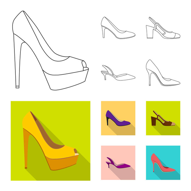 Isolated object of footwear and woman icon. Collection of footwear and foot stock vector illustration. - Vector, Image