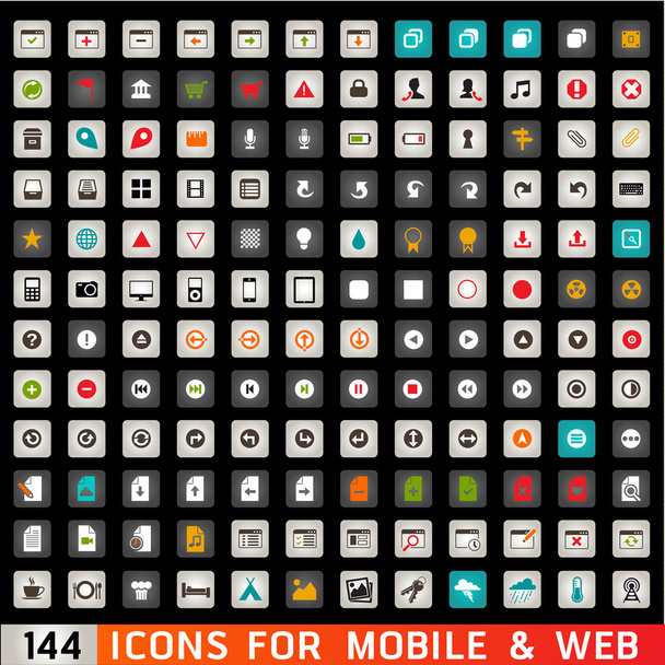 Icons For Web and Mobile on black background - Fotografie, Obrázek