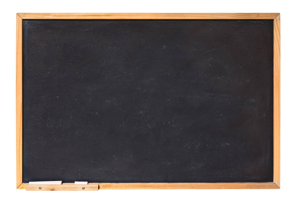 blank blackboard with wooden frame and chalk - empty chalkboard isolated with clipping path - Photo, Image