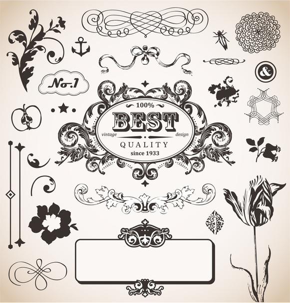 Vector set with vintage elements - Vector, Image