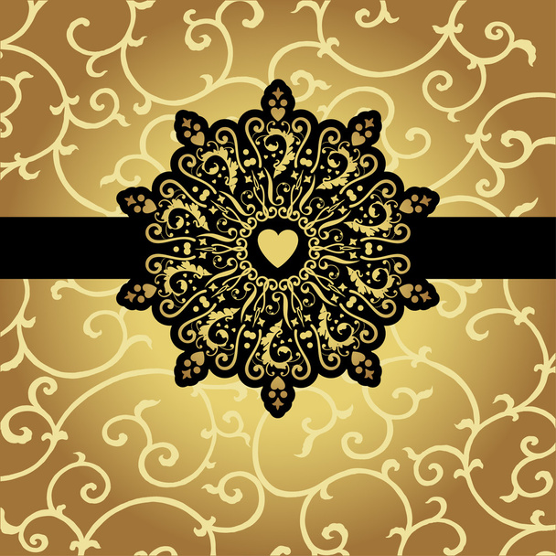 Elegant black golden pattern - Vector, Image