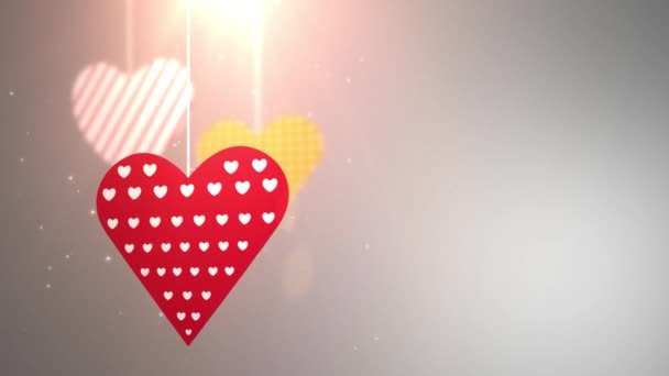 papel valentine corazones cayendo colgando en la cuerda de fondo blanco
 - Metraje, vídeo