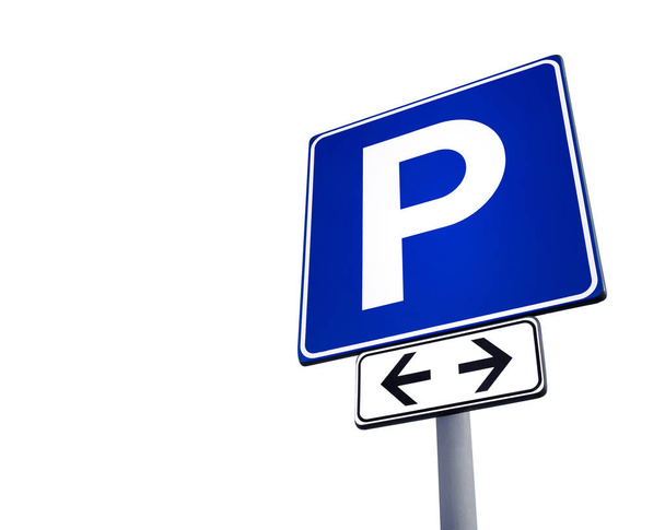 Parking sign isolated on total white background. Space for your text. - Photo, Image